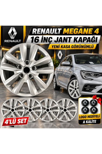megane 16 Renault Megana 4 Uyumlu Yeni Kasa Görünümlü Jant Kapağı Seti 4lü Logo Hediyeli