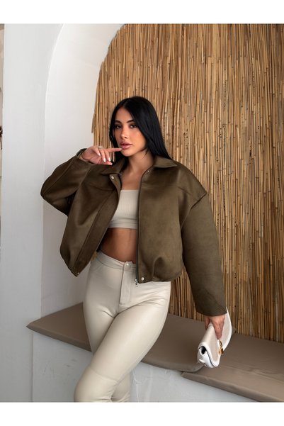 MODA DURAĞI Süet Görünümlü Bomber Ceket