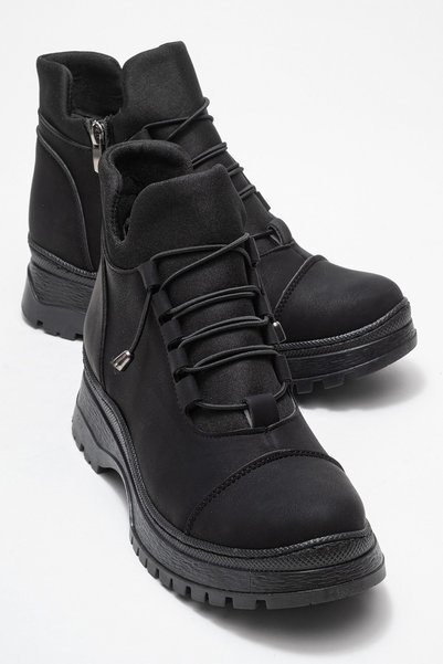 CCWAY AYAKKABI Дамски боти с връзки BLACK EMERALD