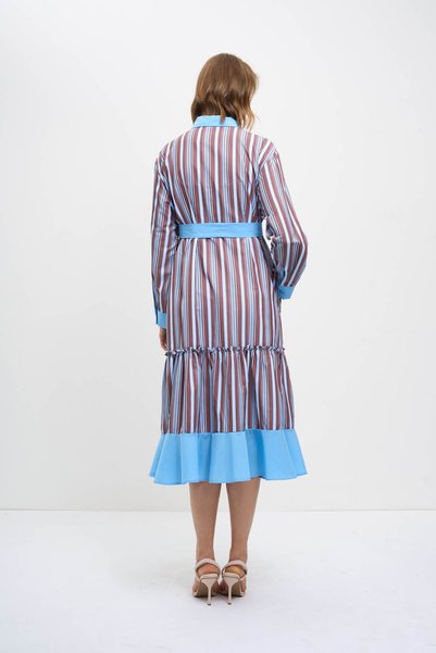 HANIQA Striped Belted Dress
