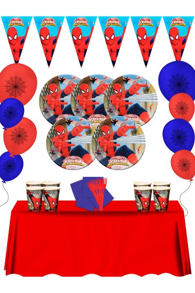 SPIDERMAN Spiderman 8 People Birthday Party Supplies Ornaments Set