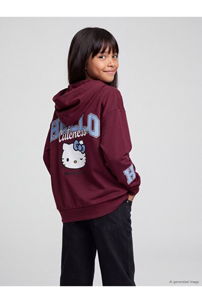 LC Waikiki I Hello Kitty Printed Girls' Soft Touch Zipper Sweatshirt from Fre...
