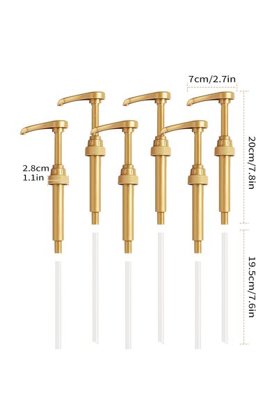 Choice1 set of 6 Leeseph Syrup Pump Coffee Syrup Pump Dispenser Gold Syrup Pu...