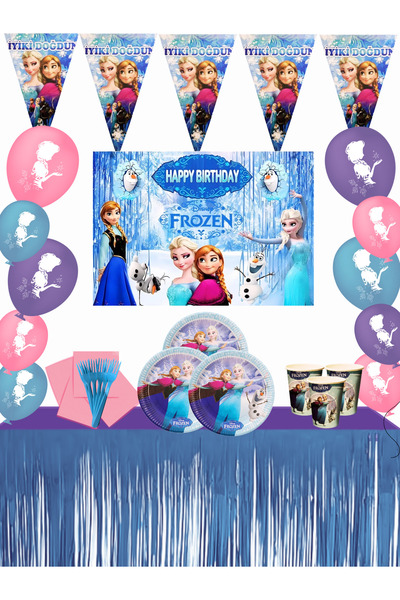 snowparty مجموعة زينة لحفلات أعياد الميلاد مكونة من 16 شخصًا مع لافتة إلسا ال...