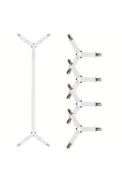 Choice 5PCS White 5pc Adjustable Bed Sheet Holder Straps Fitted Sheet Sheet C...