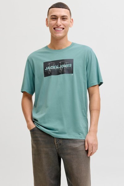 Jack & Jones تي شيرت رجالي مطبوع من JJCOLE بأكمام قصيرة وياقة دائرية