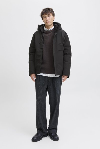 Jack & Jones Men's Zipper Magnet Closure Water Cold Resistant Hooded Coat - C...