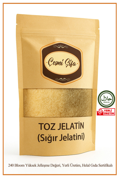 çeşmi şifa Toz Jelatin 1 Kg %100 Saf Yerli Sığır Jelatini 240 Bloom