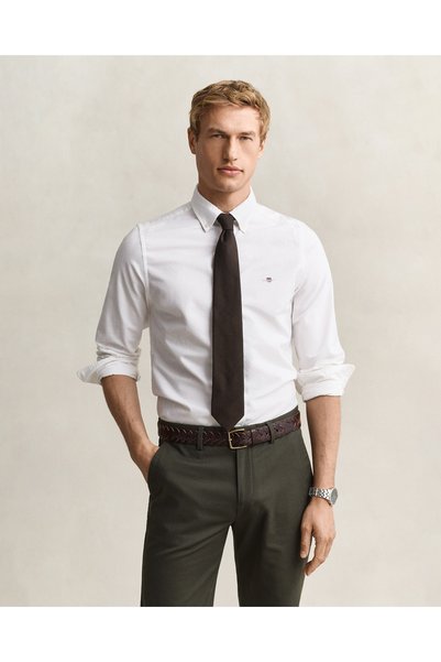 Gant Erkek Beyaz Slim Fit Klasik Yaka Oxford Gömlek