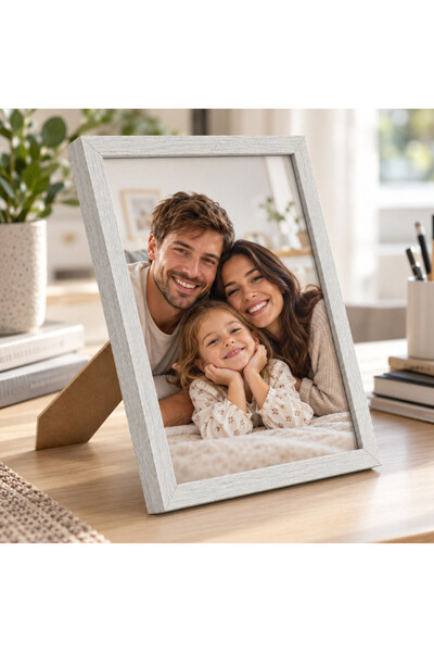 PROCART A4 photo frame, for wall or desk, vintage look, wood Grey