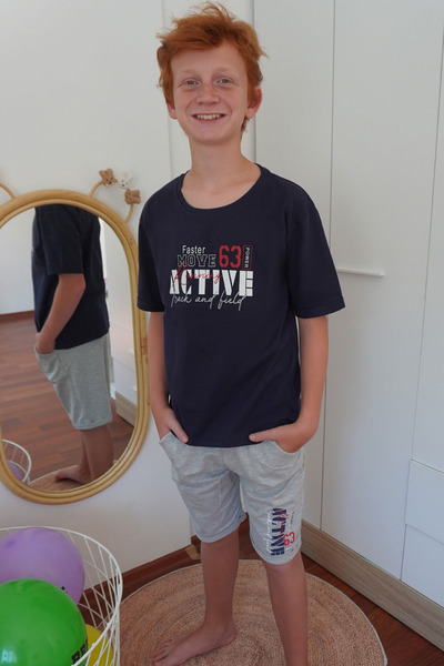Breeze Boy's Shorts Set with Colorful Text Printed Shorts and Pockets, Ages 6...