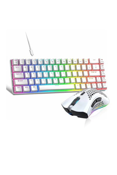 Timebox Set de gaming: Tastatură mecanică 60% (comutator roșu, taste PBT) + m...