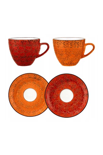WILMAX ENGLAND Cesti cafea portelan WILMAX ColorBoom, rosie si portocalie, 75...