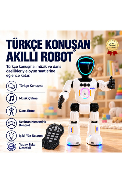 hızlı store Konuşan Akıllı Robot Oyuncak,Uzaktan Kumandalı, Dans Eden, Müzikl...