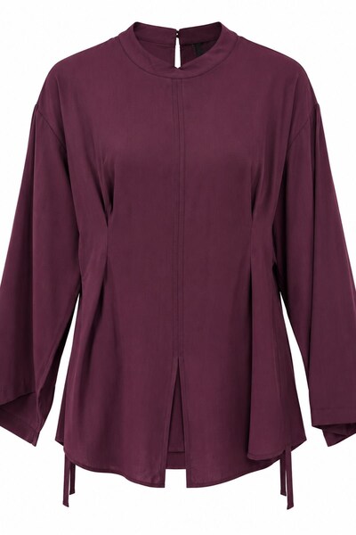 lizge giyim Bluz with Two-Sided Pleats and Flowered Skirt Edge