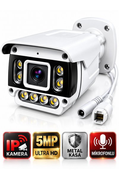 J-TECH X8 PRO UltraHD 5MP SESLİ Komple Metal IP Bullet Kamera | PoE | 8 LED |...