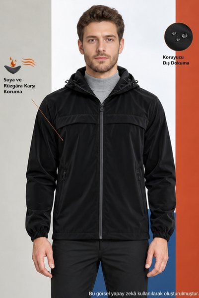 Freemen Men's Black Hooded Nova Fabric Lightweight and Durable Stylish Season...