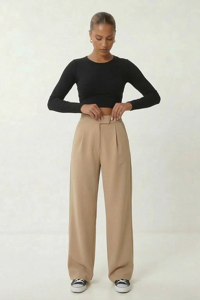 DIANNA Women's Velcro Closure Stretchy Palazzo Pants