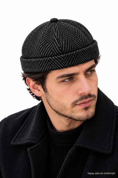 ZERAMİNE Kaşe Docker Bere Şapka Yünlü Unisex