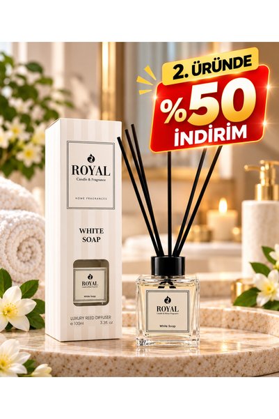 ROYAL MUM Beyaz Sabun - White Soap - 100 ml Çubuklu Oda Ve Ortam Kokusu