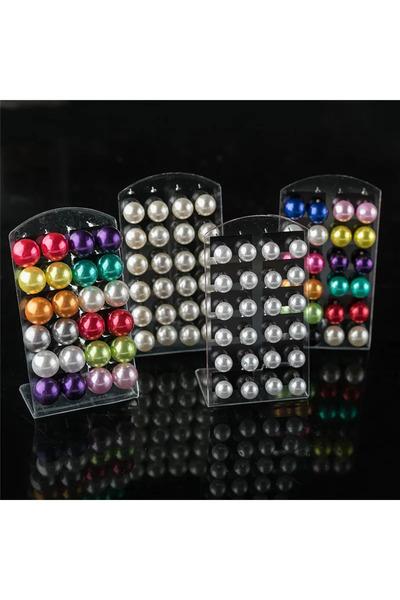 Choice 6mm White 12Pairs Colorful White Imitation Pearl Stud Earrings For Wom...