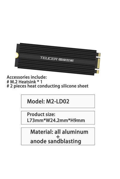 Choice مشتت حراري أسود من نوع TEUCER M2-LD02 M.2 لتبريد محركات الأقراص الصلبة...