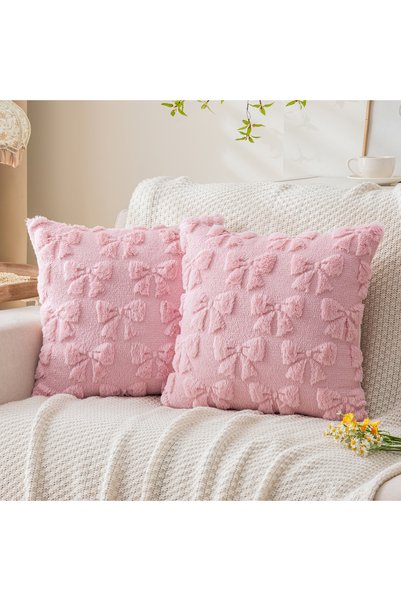 Choice 450mm*450mm Pink Set of Two, Pink Bowknot Pillow Covers, Invisible Zip...