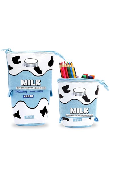 Choice Milk Standing Pencil Case, Telescopic Pencil Holder, Kawaii Stand Up P...