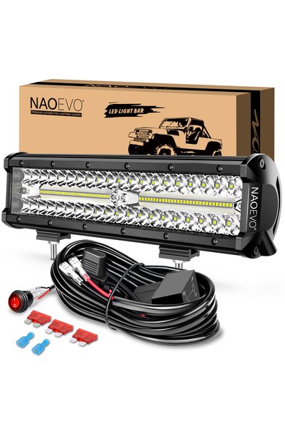 Choice1 مصباح LED للسيارة مقاس 12 بوصة من NAOEVO مع حزمة أسلاك، كشاف ضوئي للط...