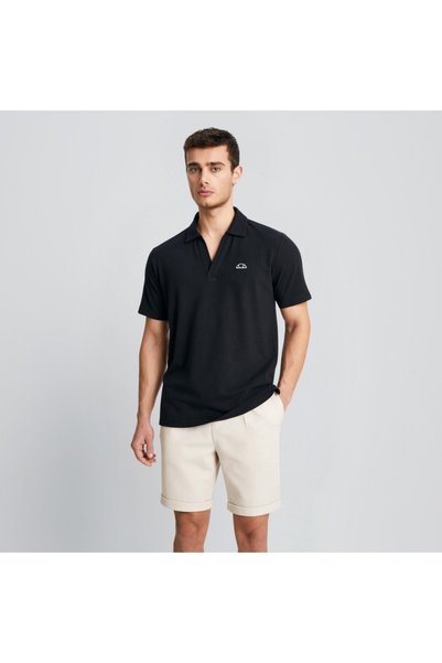 Ellesse Ανδρικό μαύρο μπλουζάκι πόλο με γιακά EM146