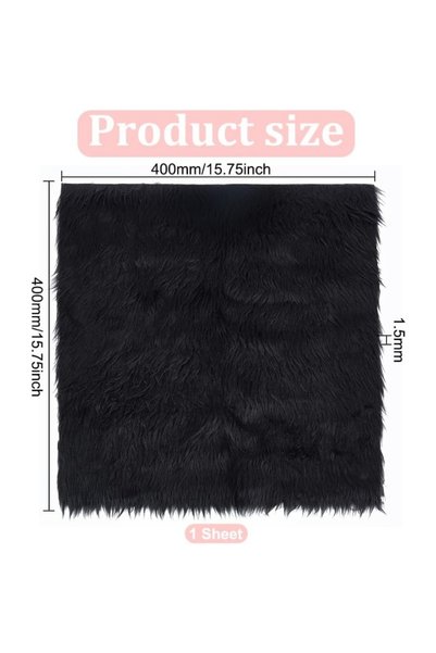 Choice M AECH06-11897 Black Faux Fur Fabric 15.7x15.7 Inch Soft Plush Shaggy ...