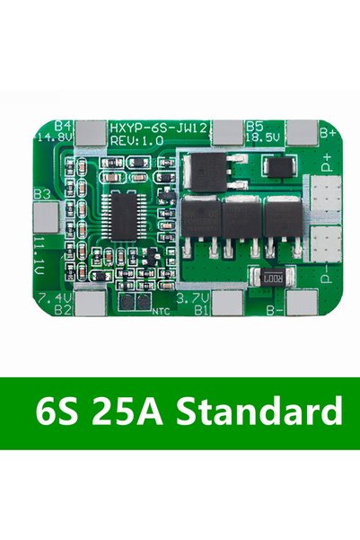 Choice لوحة حماية PCB BMS قياسية 6S 25A 6S 12A/25A 24V 25.2V لحزمة من 6 بطاري...