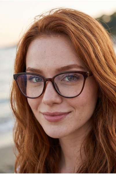 MONAL EYEWEAR نظارة Cateye Blueblock 56 Ekartman ذات إطار بني داكن يمكن تركيب...