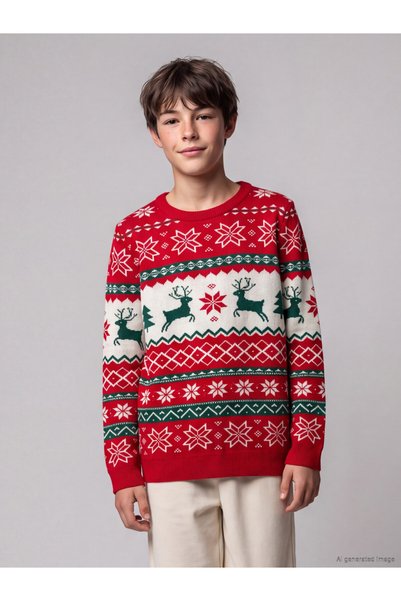 LC Waikiki I New Year's Themed Boys' Knit Sweater from Freezen Store