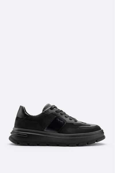 Avva Men's Black 100% Leather Flexible Sole Lightweight Casual Shoes A52Y8021