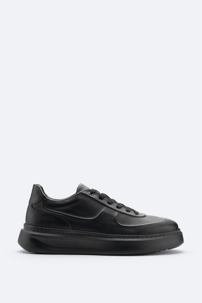 Avva Men's Black 100% Leather Flexible Sole Lightweight Casual Shoes A52Y8019