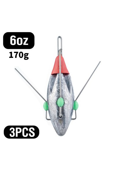 Choice 6oz 3Pcs Sputnik Fishing Sinker 3oz-8oz Surf Fishing Weight with Glow ...