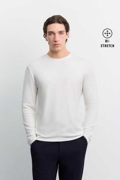 Avva Men's Ecru Crew Neck Viscose Blended Bi-Stretch Basic Regular Fit Sweats...