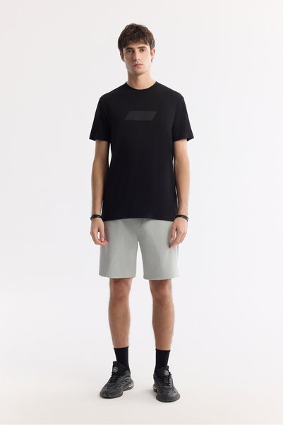 Avva Men's Gray Elastic Waist Lace-Up Bi-Stretch Interlock Regular Fit Shorts...