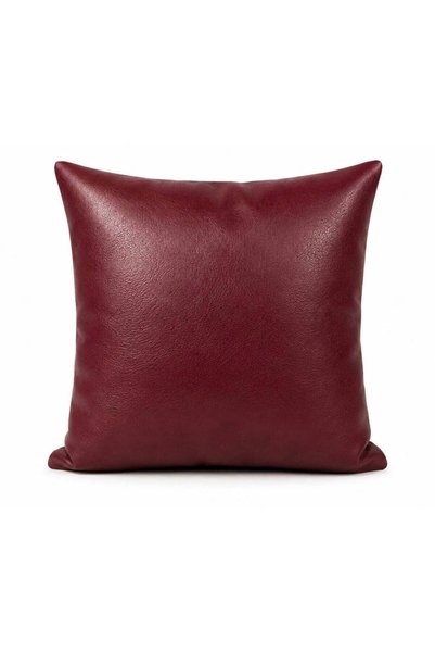 NURHAN HOME COLLECTION Bordeaux Leather Throw Pillow Cover - Leather Fabric S...