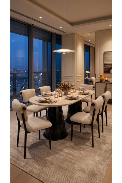 metallion Velora Serisi 6 Kişilik Yemek Masası Takımı 90x160 cm 1. Sınıf MDF ...