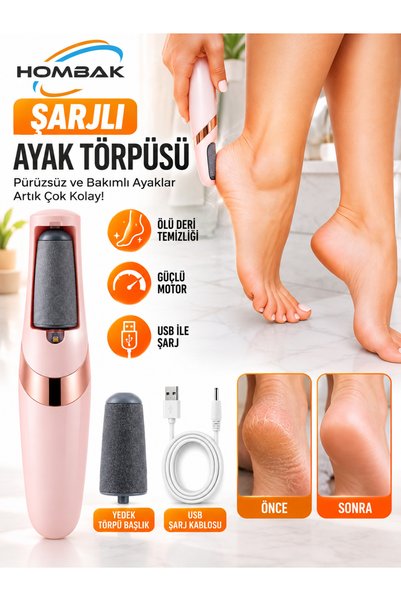 Hombak Şarjlı Elektrikli Ayak Törpüsü – Pürüzsüz Topuk Bakım Aleti