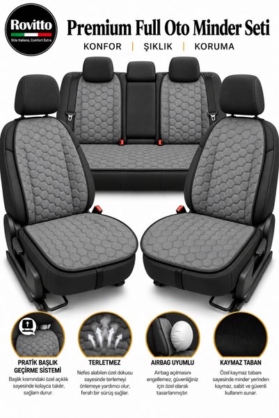 Rovitto Premium Oto Koltuk Minder Seti - Terletmez - Universal - FULL SET - K...