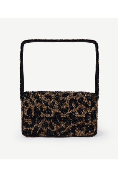 Yargıcı Leopar Desenli İşlemeli Omuz Çantası