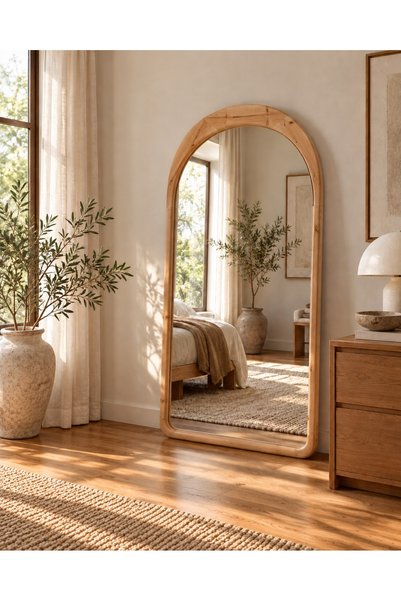 EFFE YAPI DEKOR DOĞAL AHŞAP ÇERÇEVELİ 180X80 CM ( NATUREL ) OVAL AYAKLI BOY A...