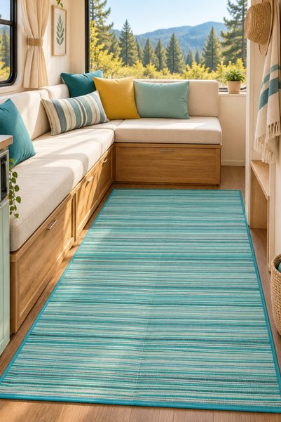 MELARİS HALI Plaj Karavan Halısı Hasır Kilim Katlanabilir Halı Balkon Teras B...