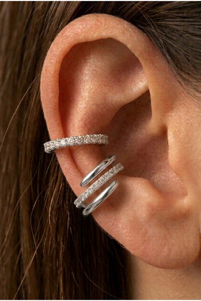 AURRARİ Kadın Gümüş Su Yolu & Sarmal Earcuff