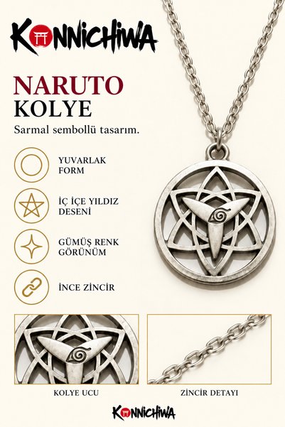 FG KONNİCHİWA Naruto Uzumaki İchiha Manga - Steel Necklace