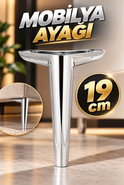 NZB Lüks Mobilya Kanepe Sehpa Tv Ünitesi Koltuk Ayağı 19 Cm Parlak Krom Baza ...