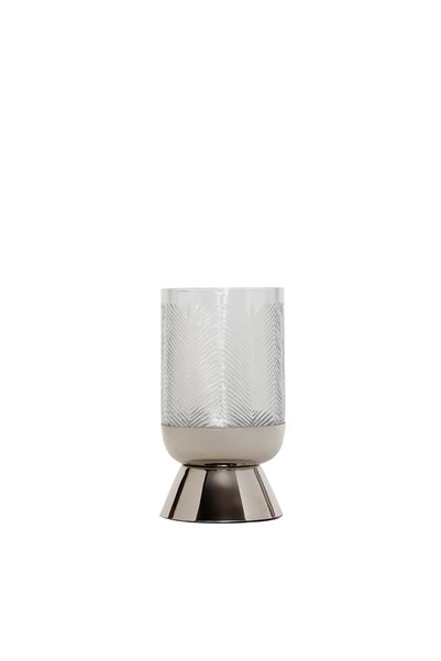 YARGICIHOMEWORKS Metal Ayaklı Cam Silindir Fener(23x13 Cm)
